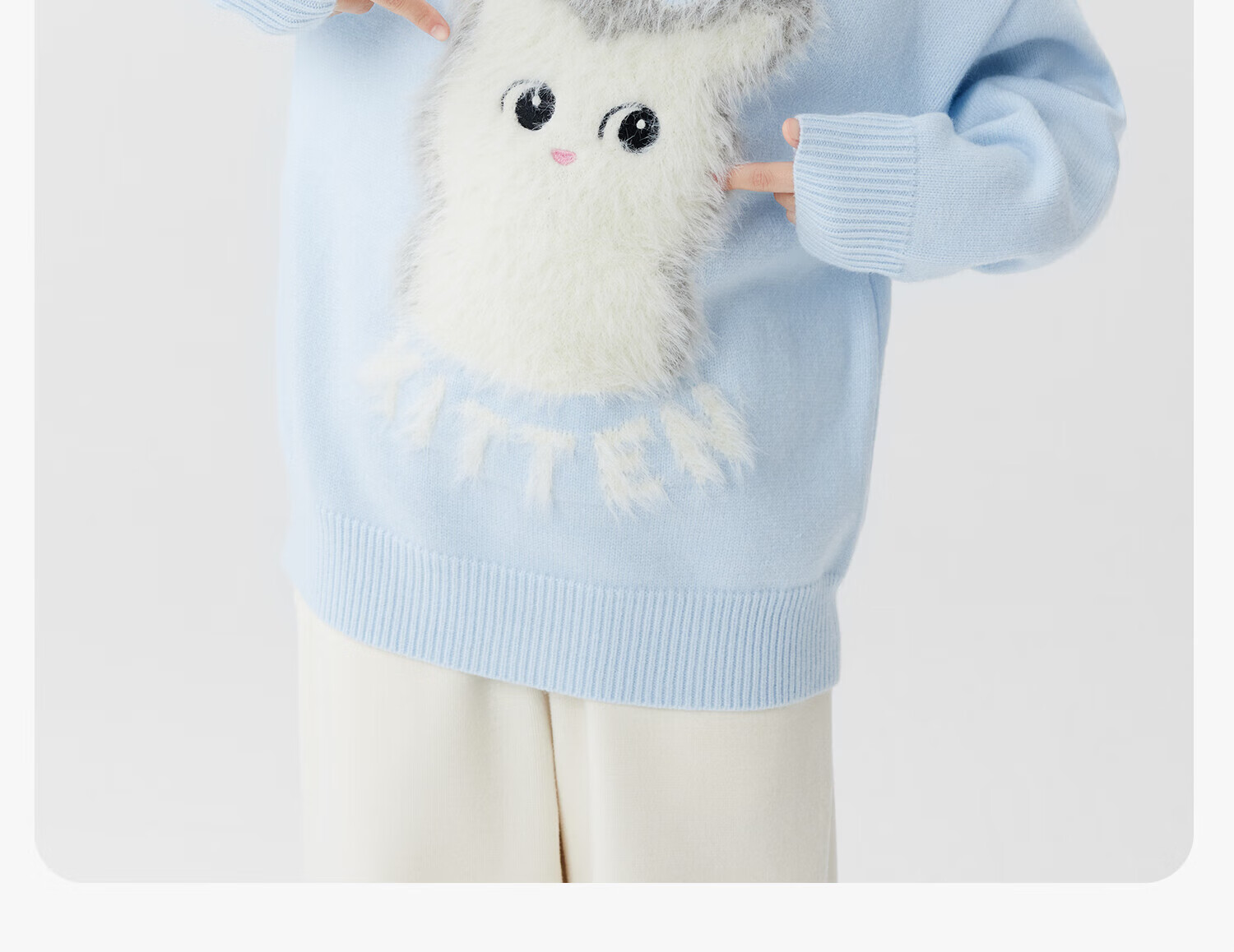 Zuo Xi Girls' Sweater Autumn Winter 2025 New Plush Inner Wear Cute Pet Children's Knitwear Trendy Light Yellow 160 27